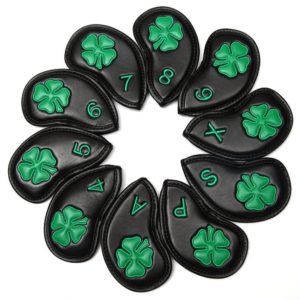 10 pieces/lot Lucky Clover headcover PU Golf irons head Cover