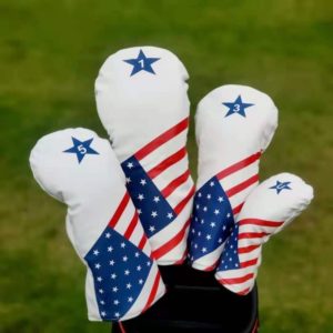 USA flag 1 3 5 U Headcover set Patriot Golf Vintage Retro US flag Leather Style Patriotic Driver Fairway Wood Hybrid UTILITY headCover
